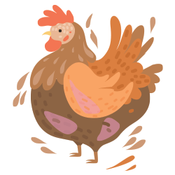 Cartoon representation of a chicken molting