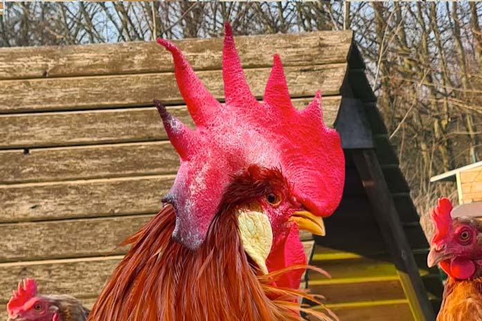 black spots on a chicken comb due to frostbite