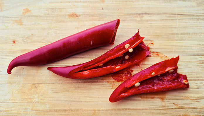 inside of spicy hot peppers with seeds