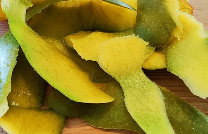 fresh cut mango peels
