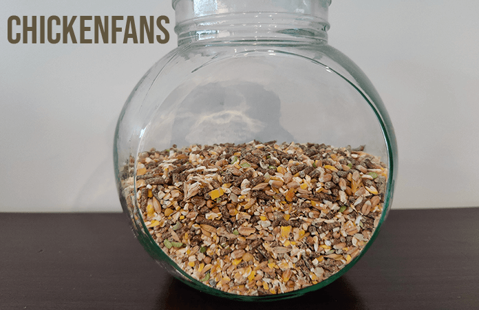 Chicken feed in a glas jar