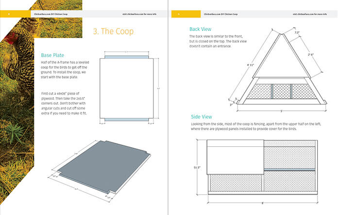 preview of some of the pages included in the free diy a-frame chicken coop plan