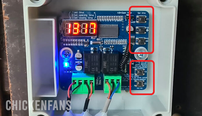 VEVOR automatic chicken coop door circuit board timer settings and infrared controllers for the remote controllers