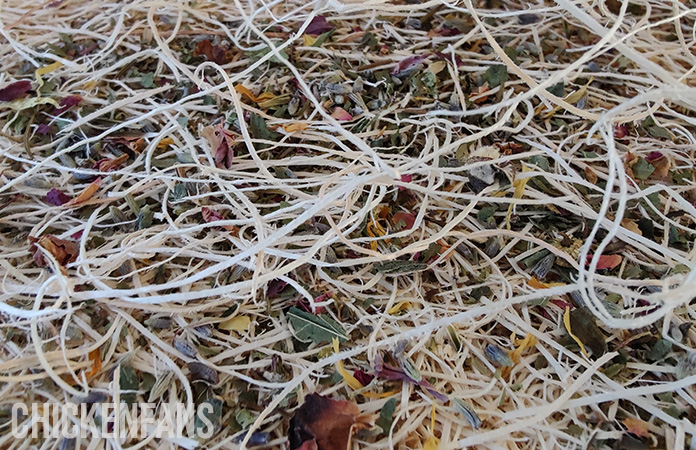 the aromatic herbs sprinkled on the my favorite chicken nesting box pads