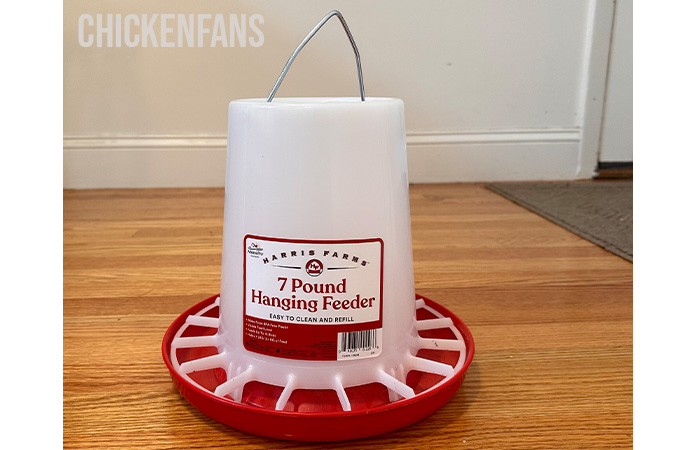 a full view of the manna pro chicken feeder, voted as best budget chicken feeder