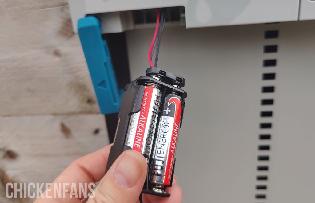 the batteries of the ChickenGuard all in one chicken coop door