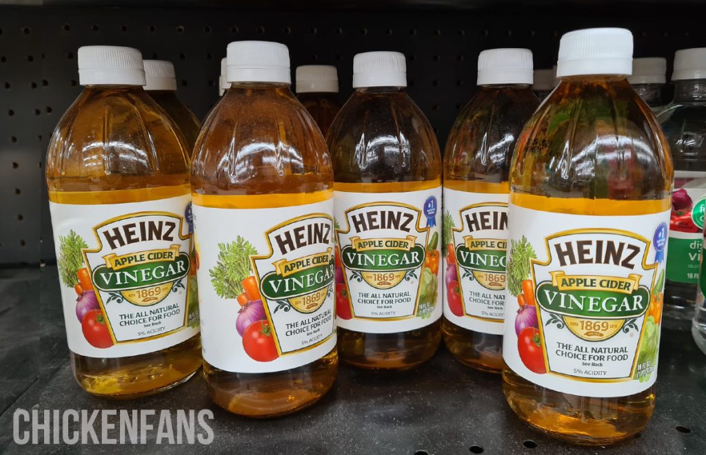 bottles of apple cider vinegar in the store