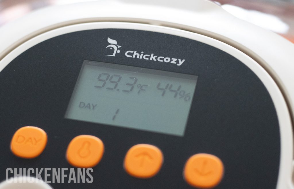 a close up of the display of the chickcozy egg incubator