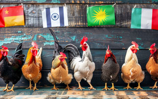 Chicken breeds and country flags